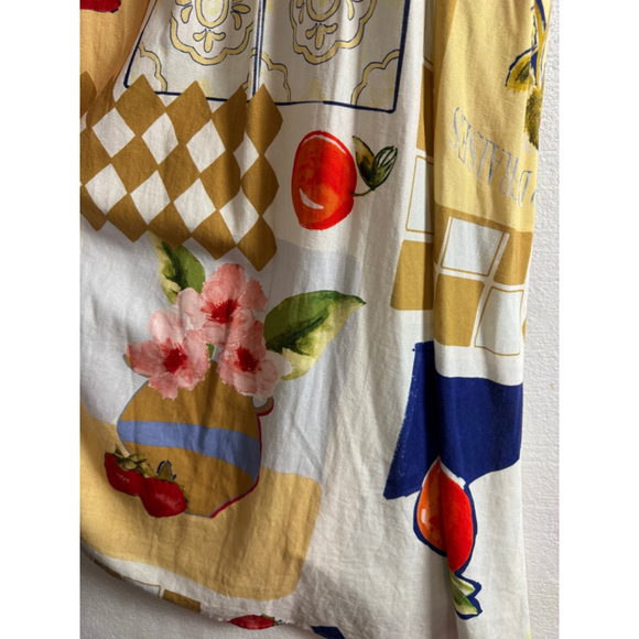 NWT Caroline Constas Linen blend Maxi Dress S White Blue Fruit Print - Picture 7 of 12